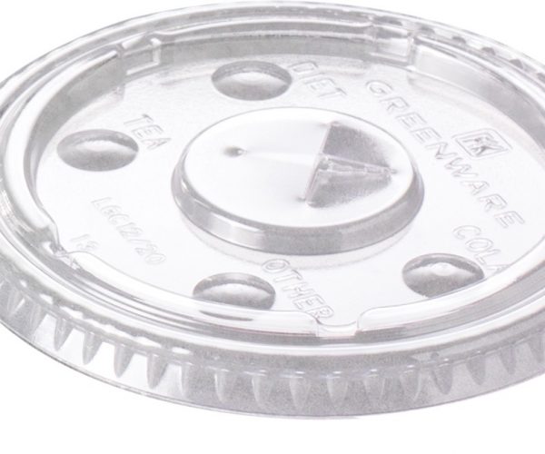 Flat Lid to fit 12oz/16oz/20oz cups (with straw hole) - PLA - Case of 1000