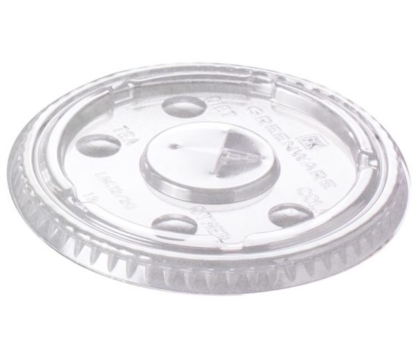 Flat Lid to fit 12oz/16oz/20oz cups (with straw hole) - PLA - Case of 1000