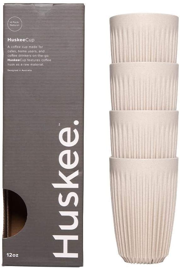 Huskee 12oz Cup - Charcoal or Natural Colour x4