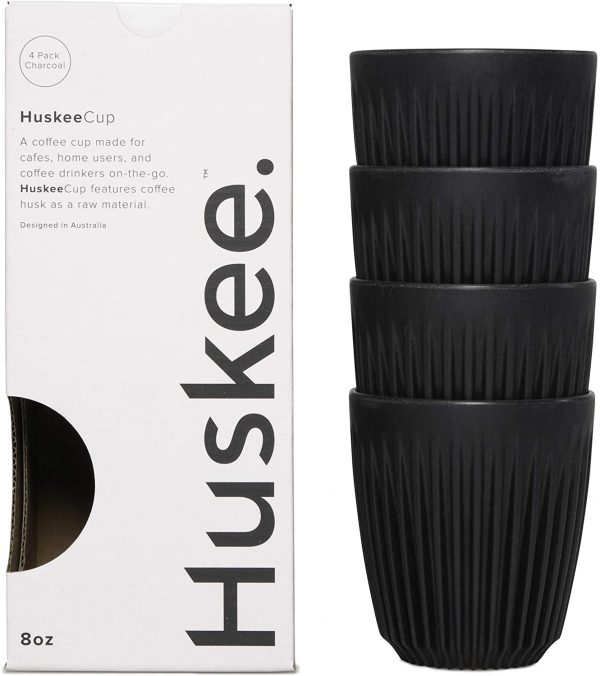 Huskee 8oz Cup - Charcoal or Natural Colour x4