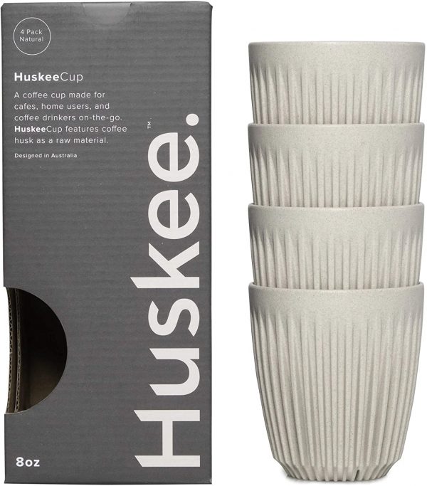 Huskee 8oz Cup - Charcoal or Natural Colour x4