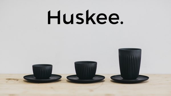 Huskee 12oz Cup and Lid - Charcoal or Natural Colour